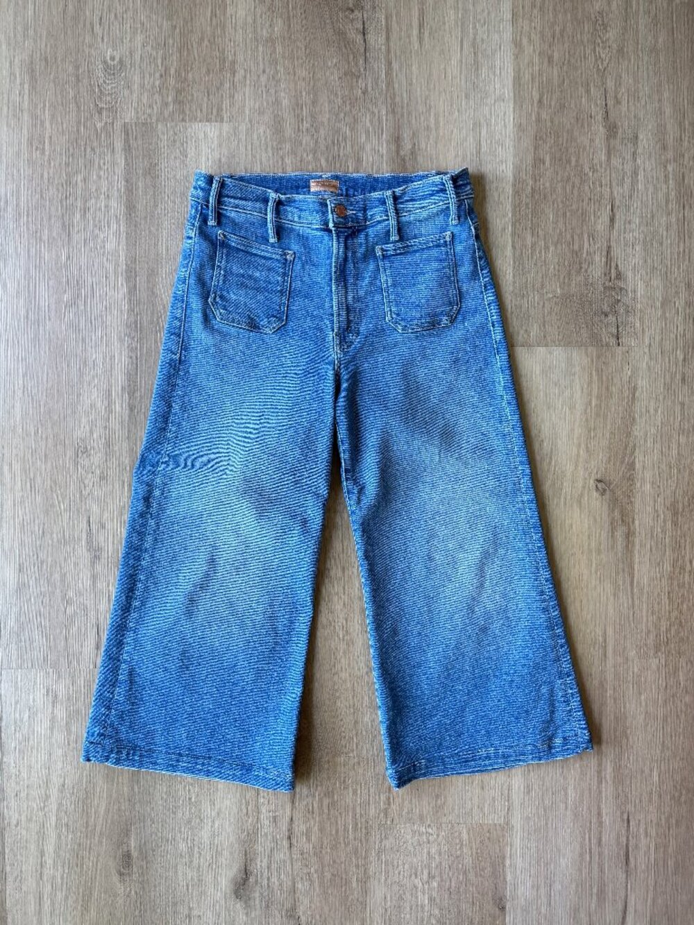 MOTHER The Hustler Roller Patch Pocket Sneak Wide Leg Jeans 29